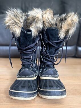 Sorel Joan of Arctic Waterproof Snow Boots Faux Fur Black Women’s 9